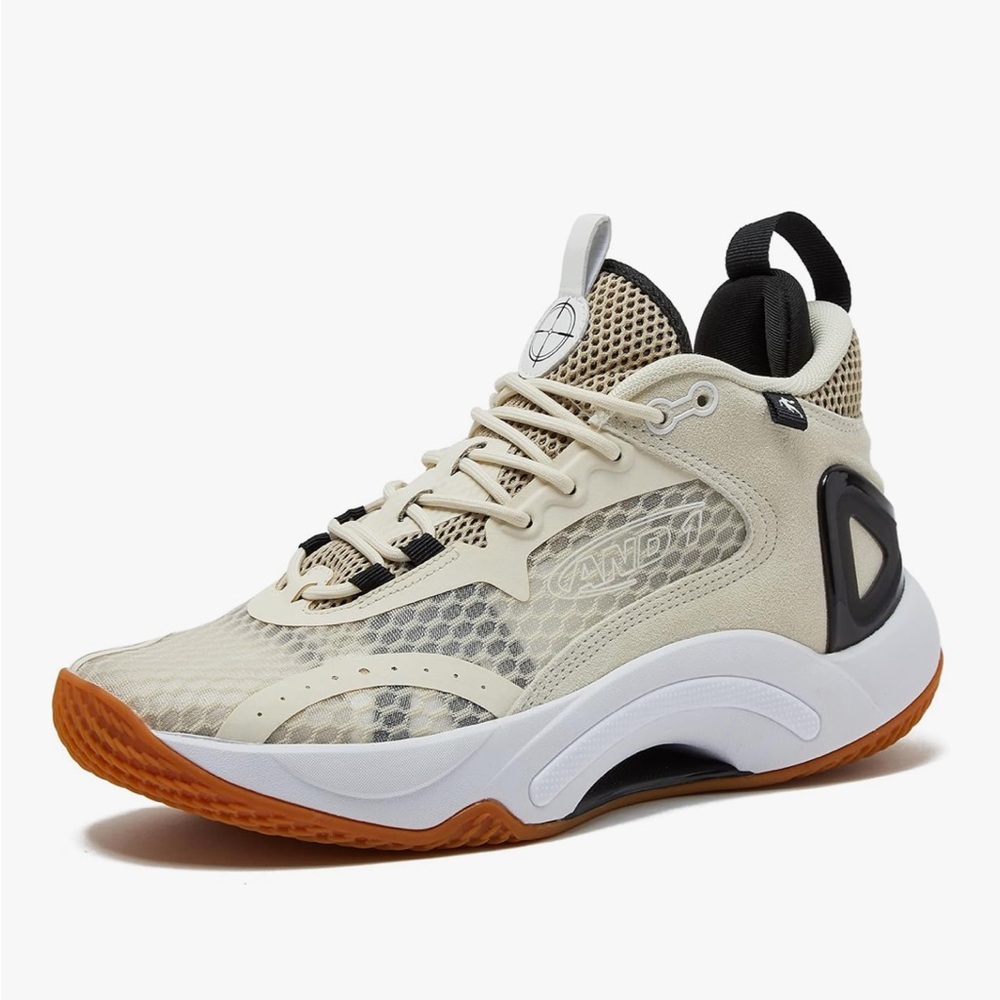 And1 Beige Mesh Basketball Sneaker with Gum Outsole